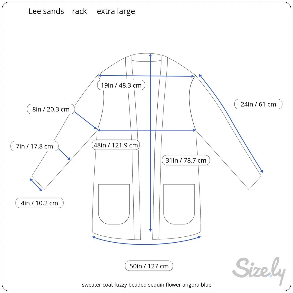 sweater coat fuzzy beaded sequin flower angora blue Size XL - Image 2