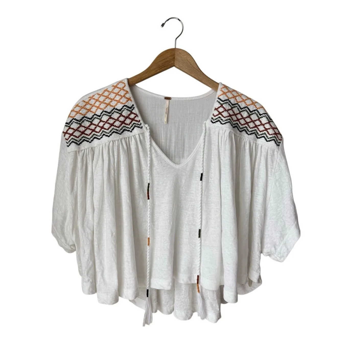 Free People Boho Oversized Market Embroidered Top - Image 5