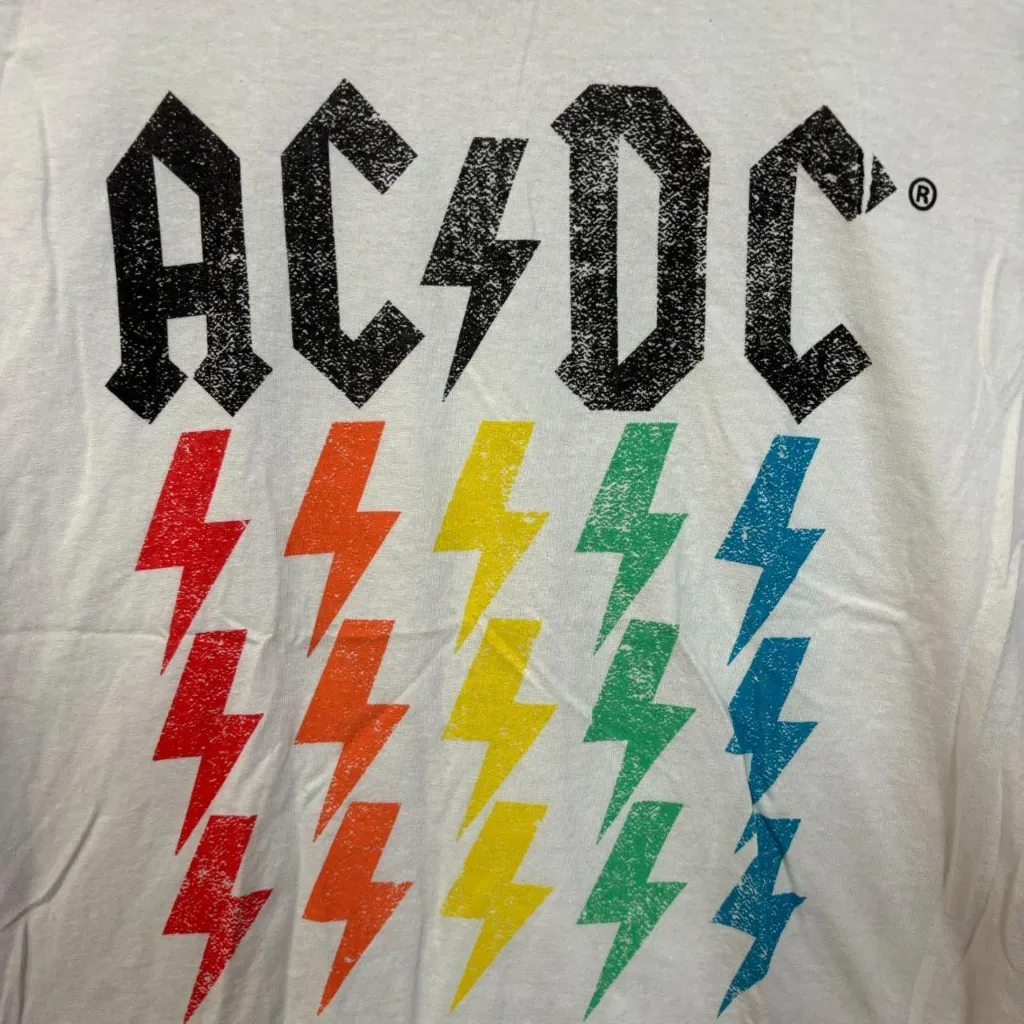 AC/DC Multicolor Lightning Bolts Hard Rock Band Tee XL - Image 2