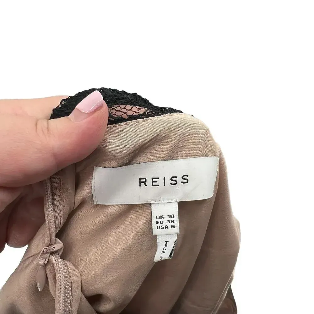 Reiss Jade Lace Dress Black Nude A-Line Bell‎ Sleeve Embroidered Size US 6 - Image 12