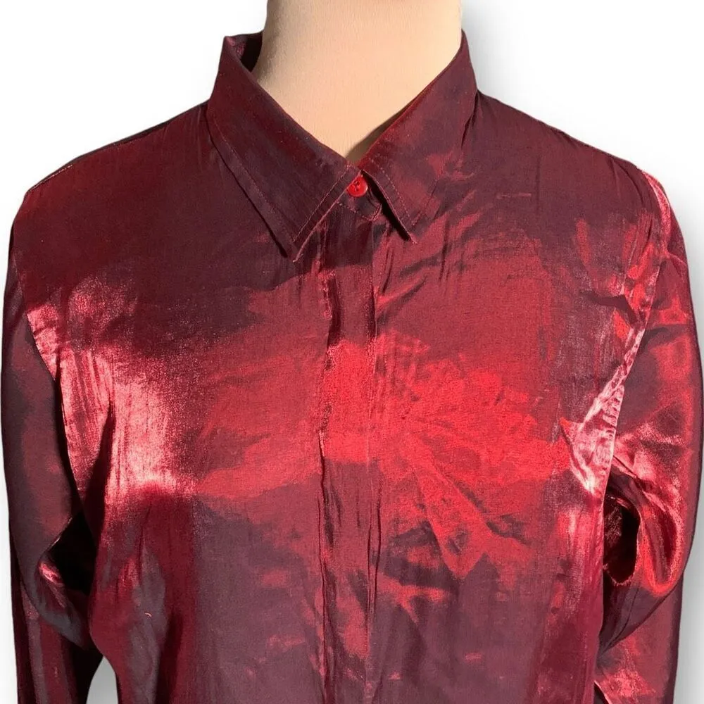 Vintage Caran New York Metallic Maroon Red Button - Image 3