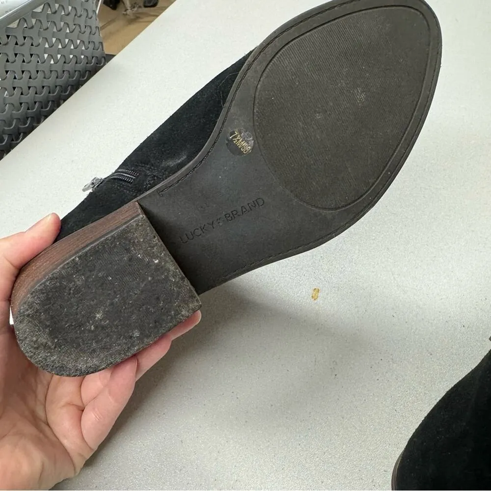 Lucky Brand Black Suede Leather Ankle Boots Booties Womens 7.5 Shooties Fall - Image 11