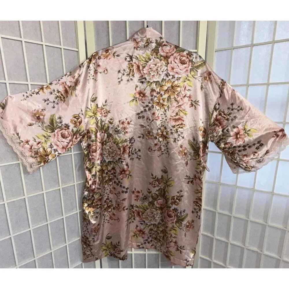 Victoria’s Secret Vintage Floral Pink Lace Preppy Classic Lounge Kimono Small - Image 15