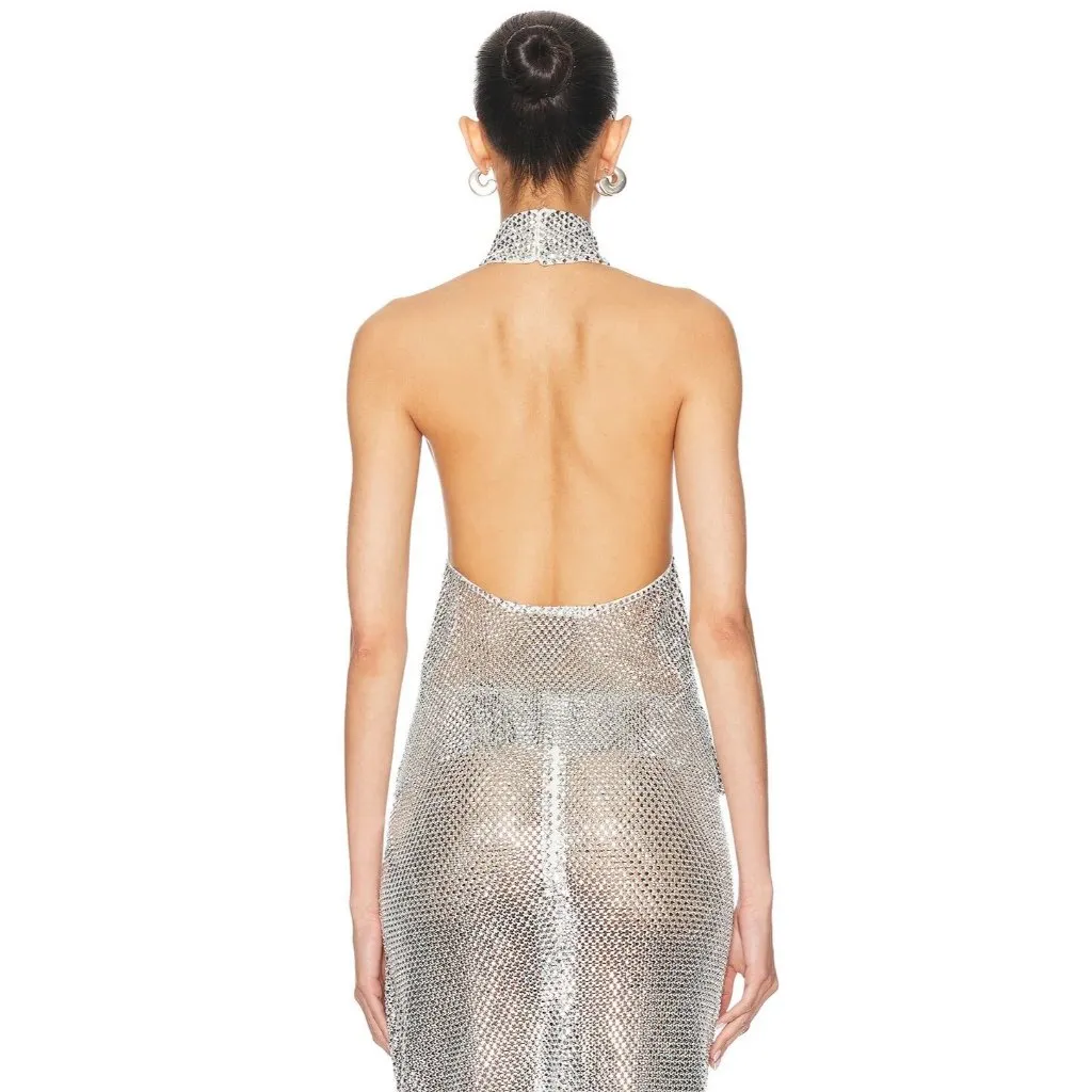 The New Arrivals by Ilkyaz Ozel Angela Top in Elmas 36 Womens Crystal Tank Silver Size undefined - Image 2