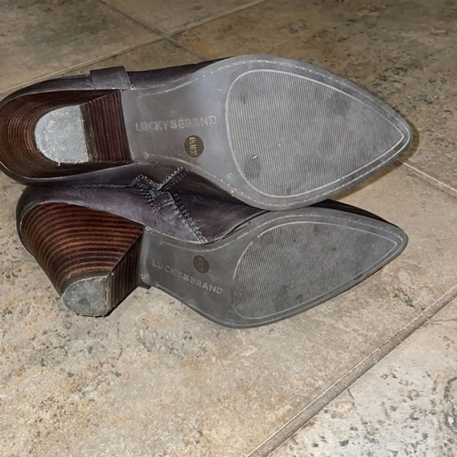 Lucky Brand Majoko Gray Leather Mid Calf Harness Moto Boots Size US 6.5M EU 37 - Image 5