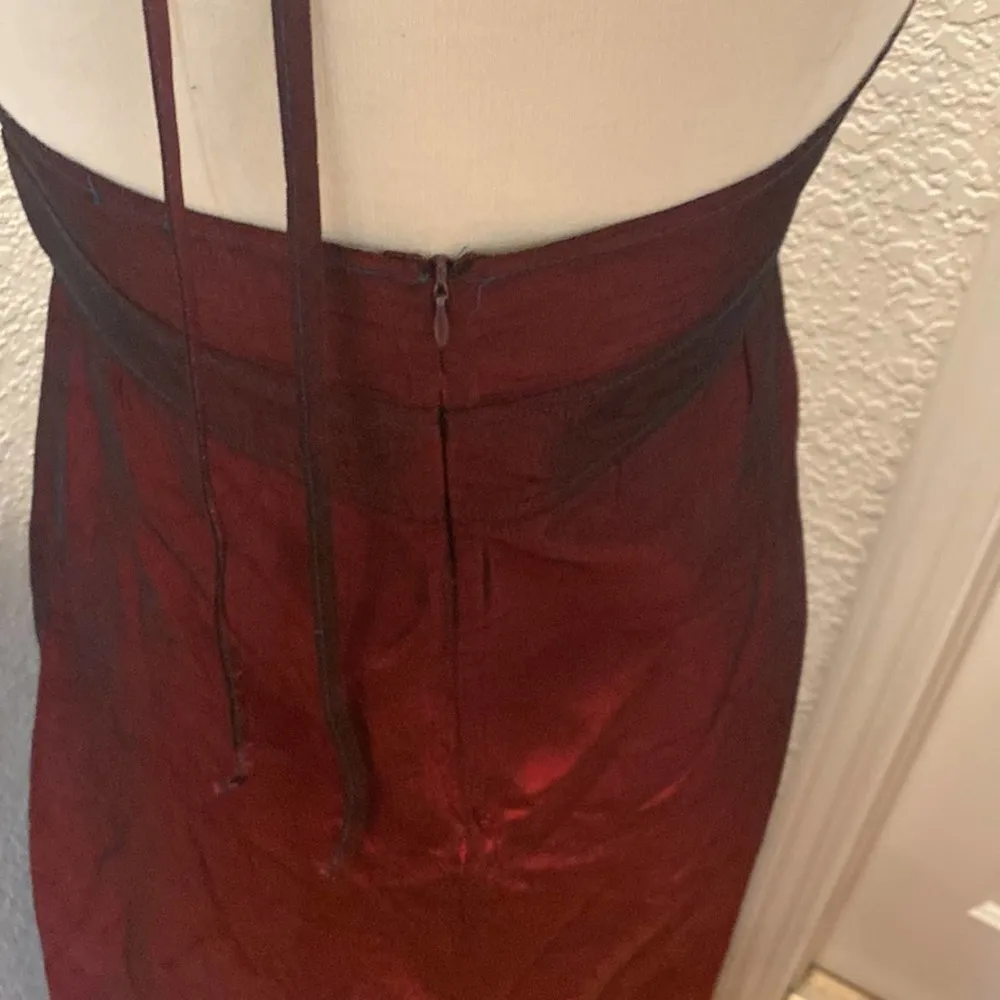 Vintage Y2K Crepe Iridescent Maxi Dress Maroon Black Sz Lg Acetate 90’s Metallic - Image 47