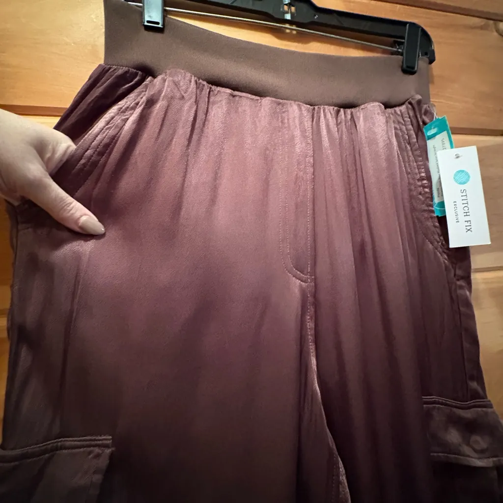 Pistola Rowan High Rise Washed Satin Straight Brown - M Stitchfix Exclusive NWT - Image 2