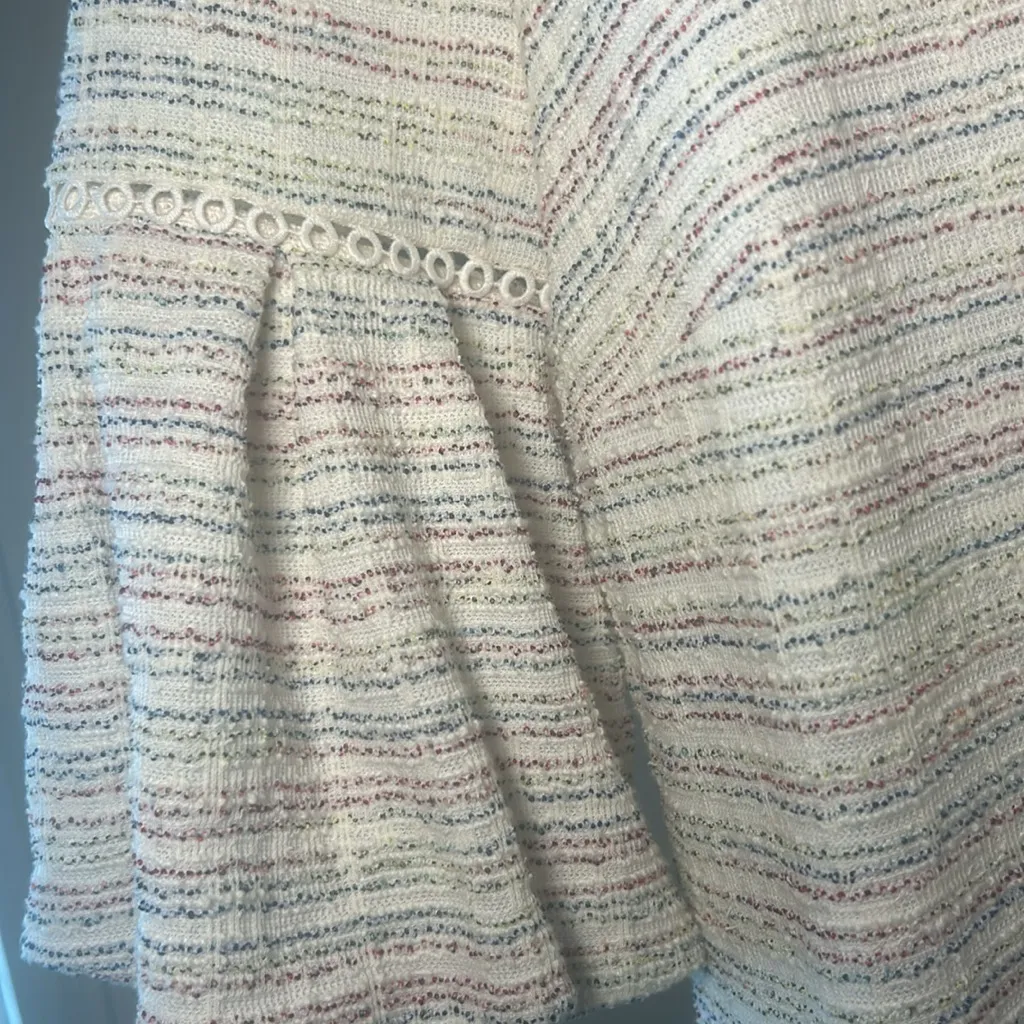 Loft Dress Women's Size M Ann Taylor Rainbow Tweed Balloon Half Sleeve Striped - Image 9