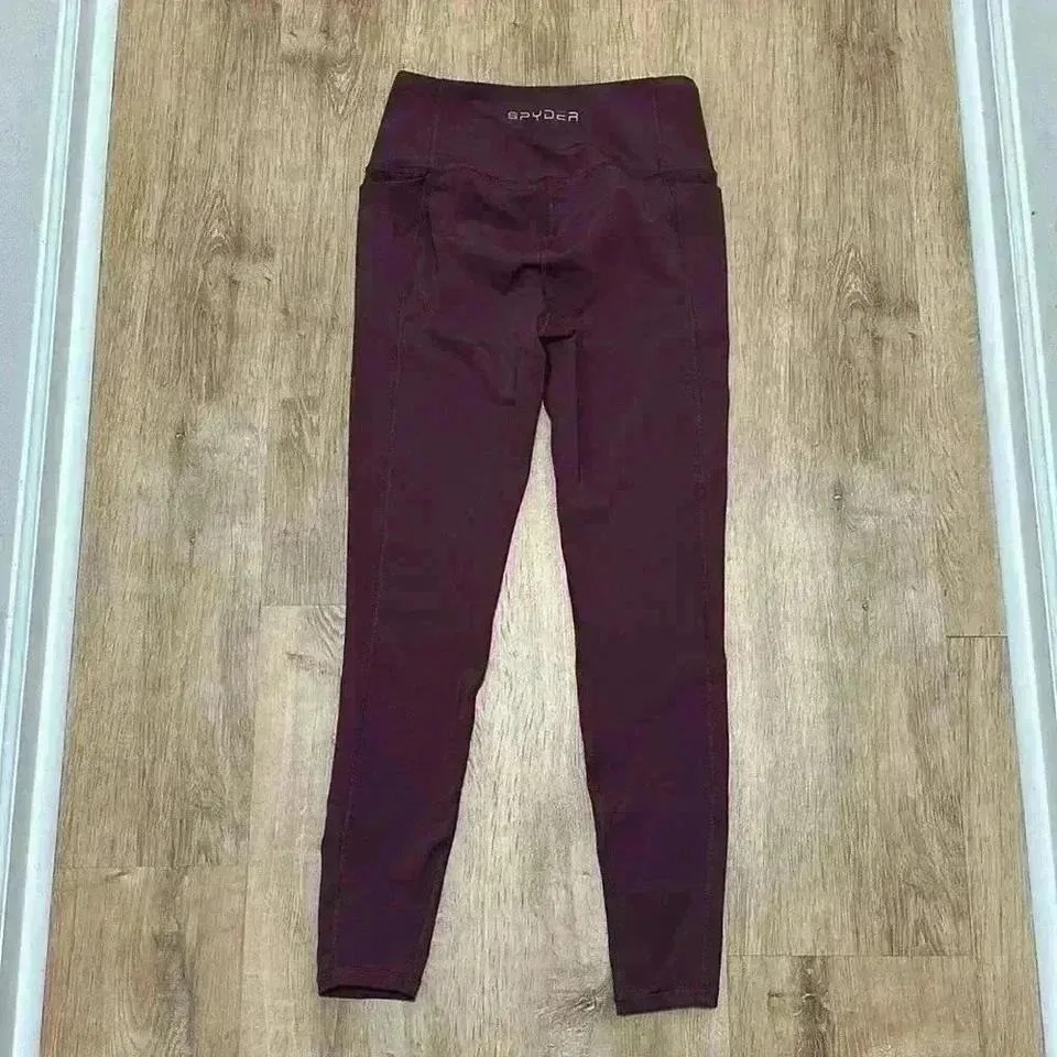 SPYDER | Maroon Crop Activewear Workout Leggings - Image 3