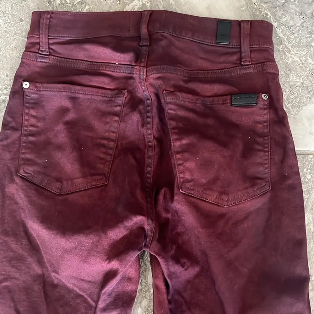 NEW 7 For All Mankind High-Waist Ankle Skinny, Merlot Coated Size 27 New w/o Tag - Image 10