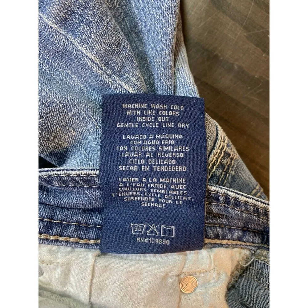 7 For All Mankind Cropped Jeans Womens Size 16 36x22 Embroidered Pockets‎ READ - Image 6