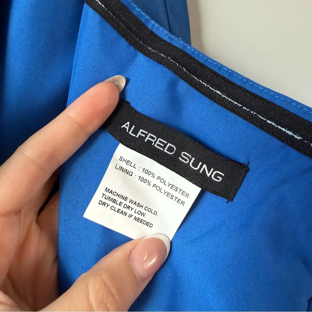 Alfred Sung D832 Strapless‎ Satin Twill Gown Classic Blue 8 - Image 6