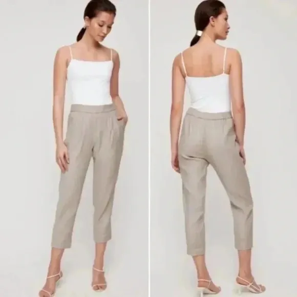 Babaton Aritzia Cohan Linen Taper Ankle Pants Pull On trousers Size 4 - Image 2