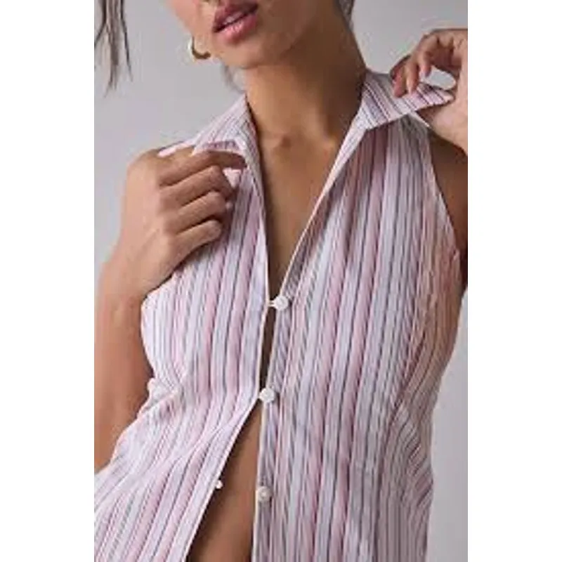 URBAN OUTFITTERS Party Girl Deep V Collared Racerback Button down Shirt Medium - Image 2