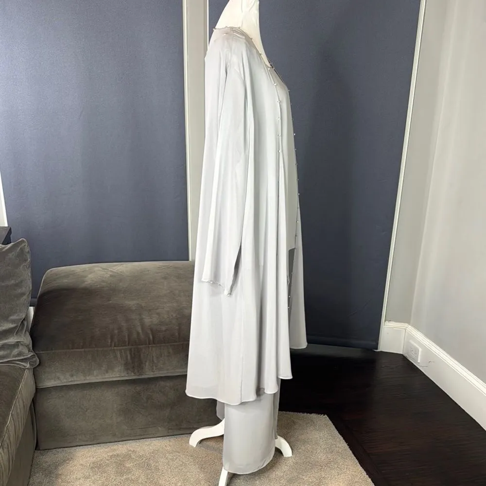 Women’s Gray 3 Piece Chiffon Formal Mother of the Bride Suit Set Size 14 NEW - Image 4