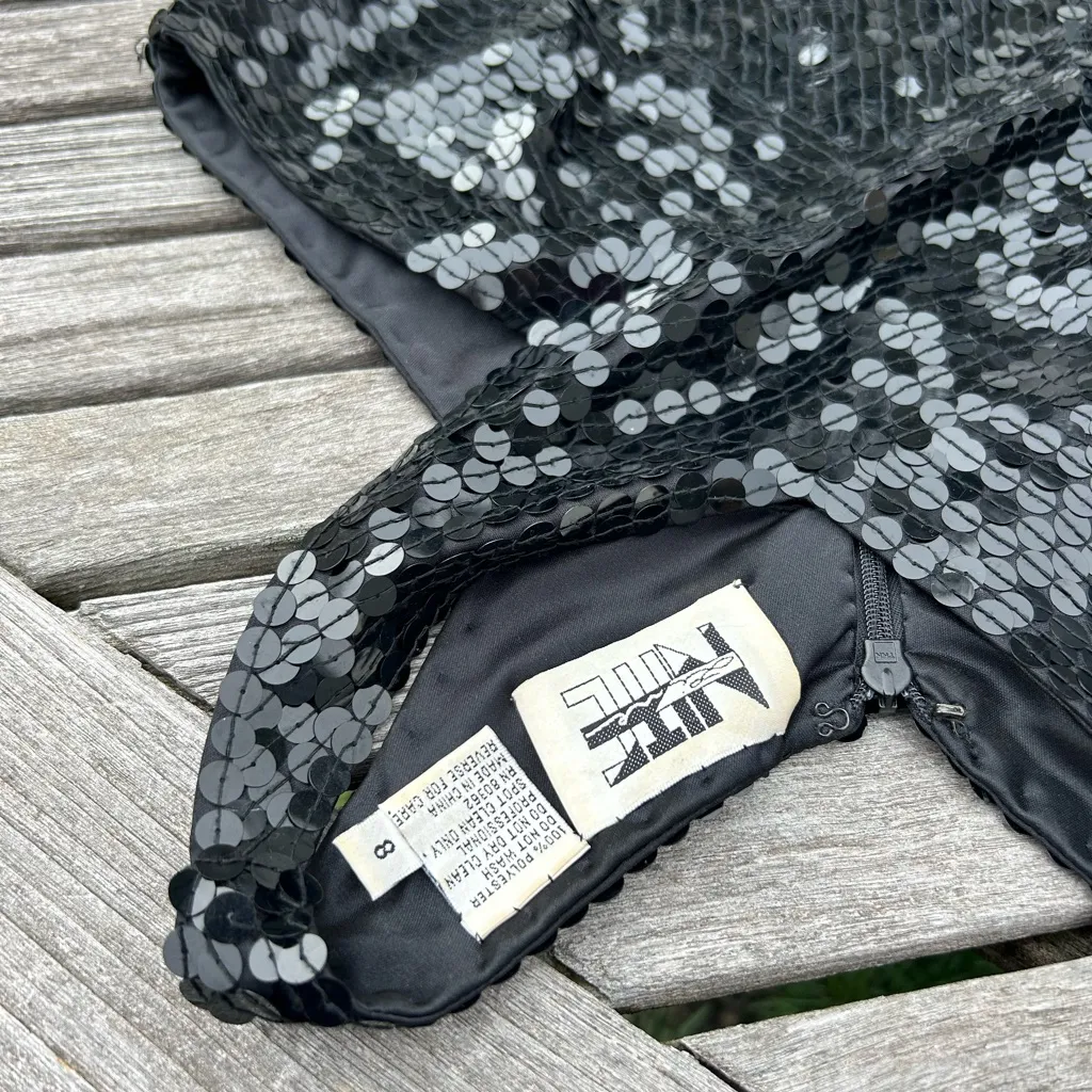 Vintage 90's Niteline Evening Dress Black Sequins Size‎ 8 Cocktail Dress Club - Image 6