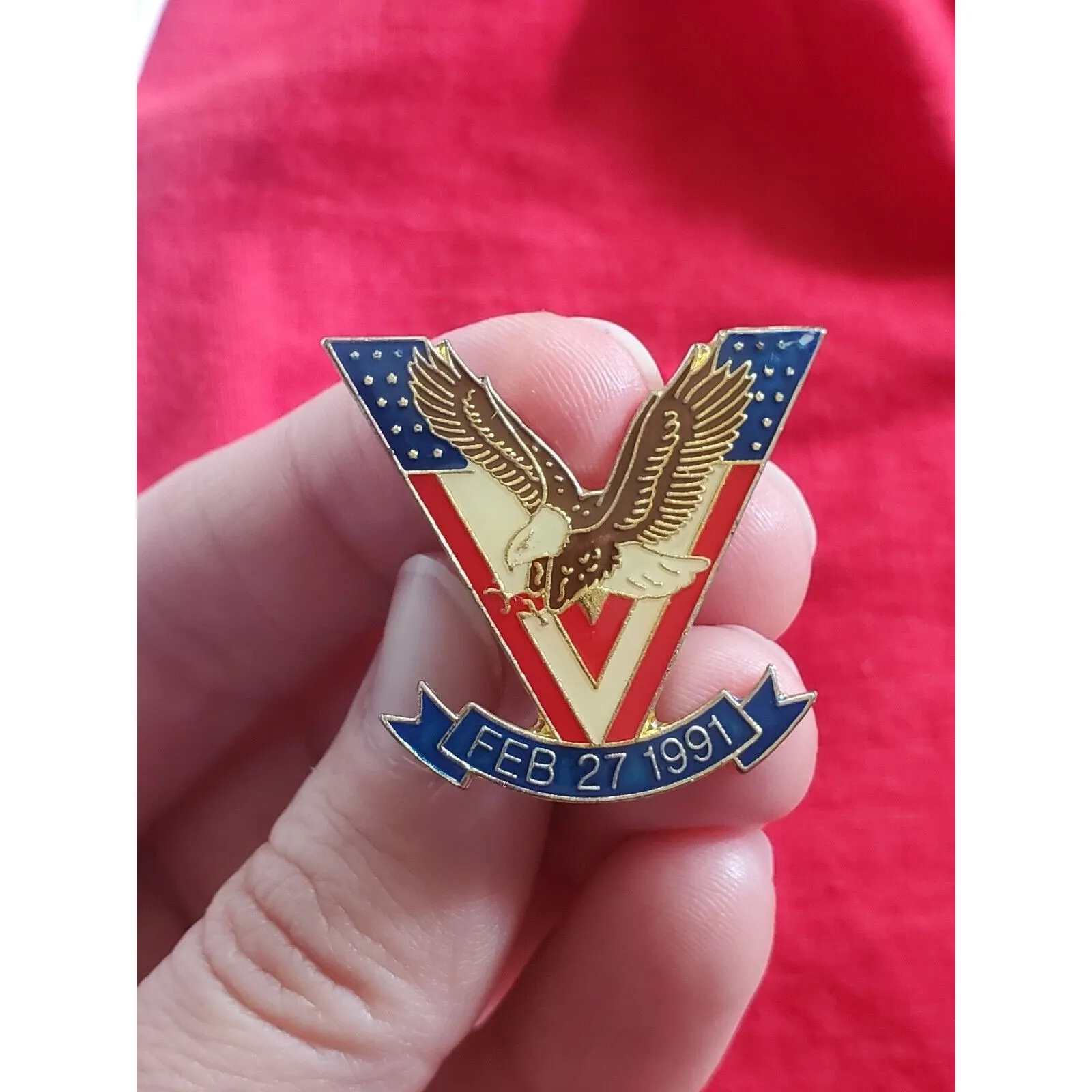 Desert Storm Pin Veteran Vet Victory Eagle Lapel Badge Feb 27 1991 Vintage Stars - Image 5