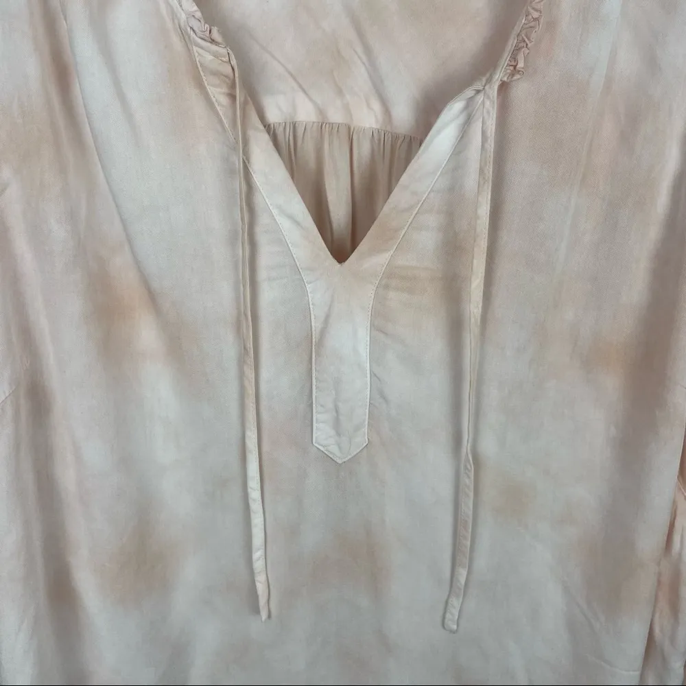 Torrid Plus-Size Dusty Coral Tie-Dye Twill Peasant Long Sleeve Top - Image 5