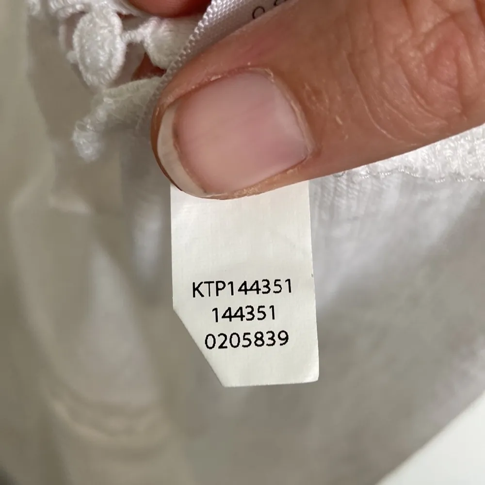 J Jill White Linen Cotton Tunic Crochet V Neck 3/4 Sleeve A Line Small - Image 5