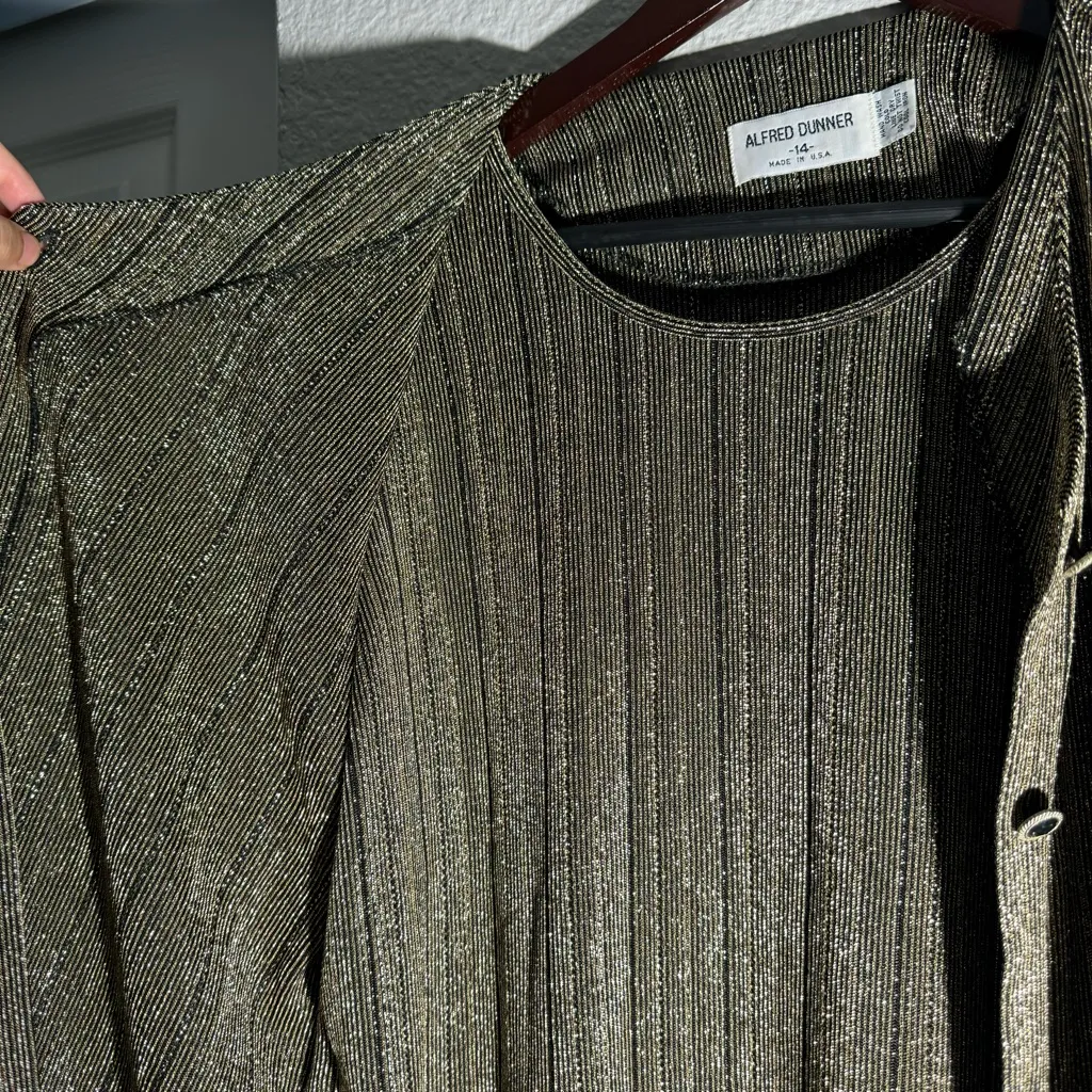 VINTAGE • Alfred Dunner • Cardigan/Shirt • Green/Gold • Size 14 • Long Sleeve - Image 8