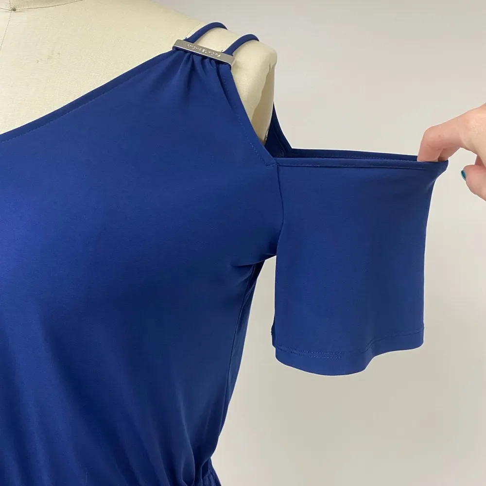 Michael Kors Prussian Blue Cold Shoulder Dress L - Image 4