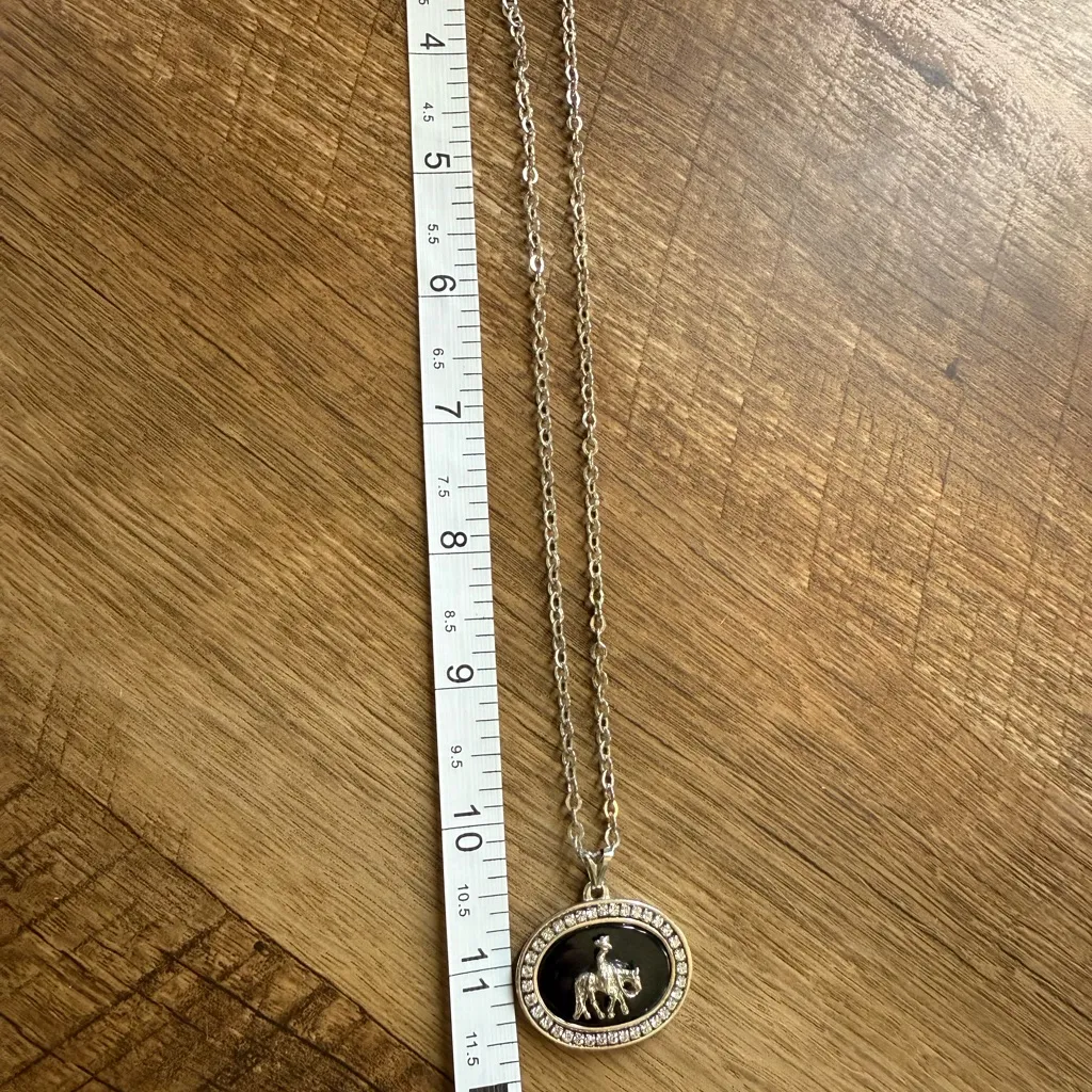 Rhinestone Cowboy Pendant Necklace Silver - Image 7