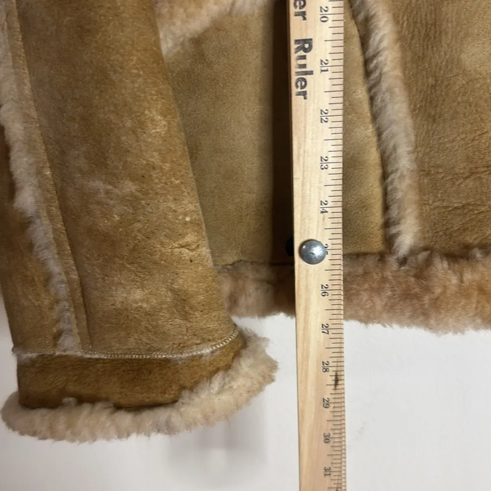 Wilsons suede & leather Sheepskin wool Suede Shearling Bomber Jacket vtg SZ 40 - Image 7
