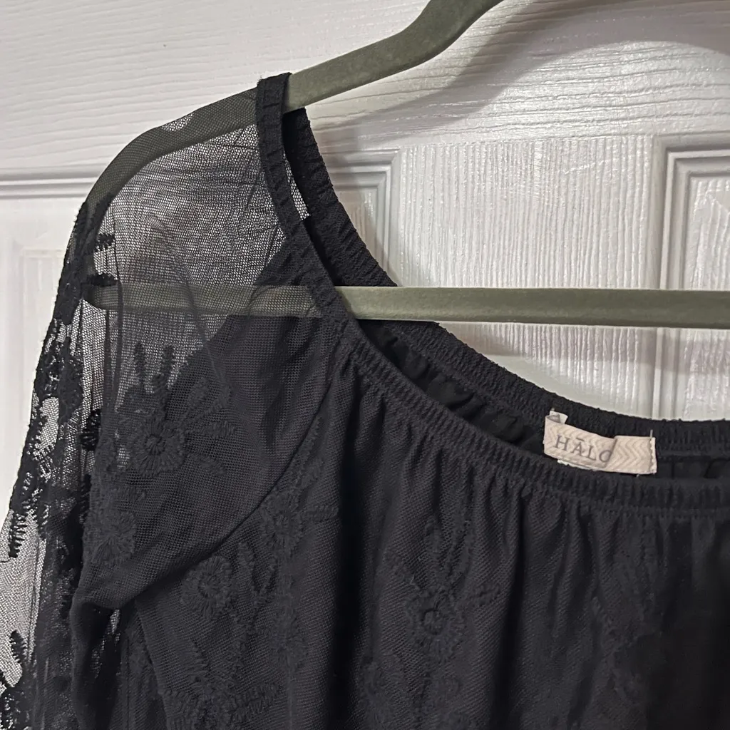 Halo Black Lace Blouse Size M - Image 3