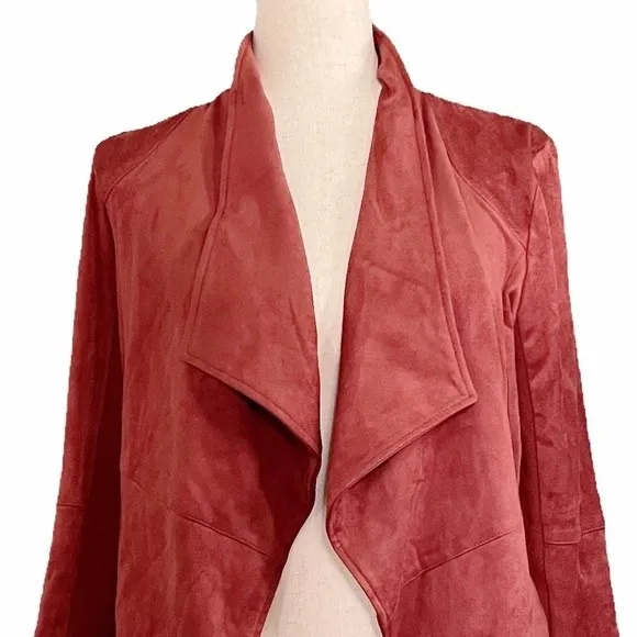 BB Dakota Wade Faux Suede Open Front Lagenlook Jacket Cinnamon Rust Size Medium - Image 2