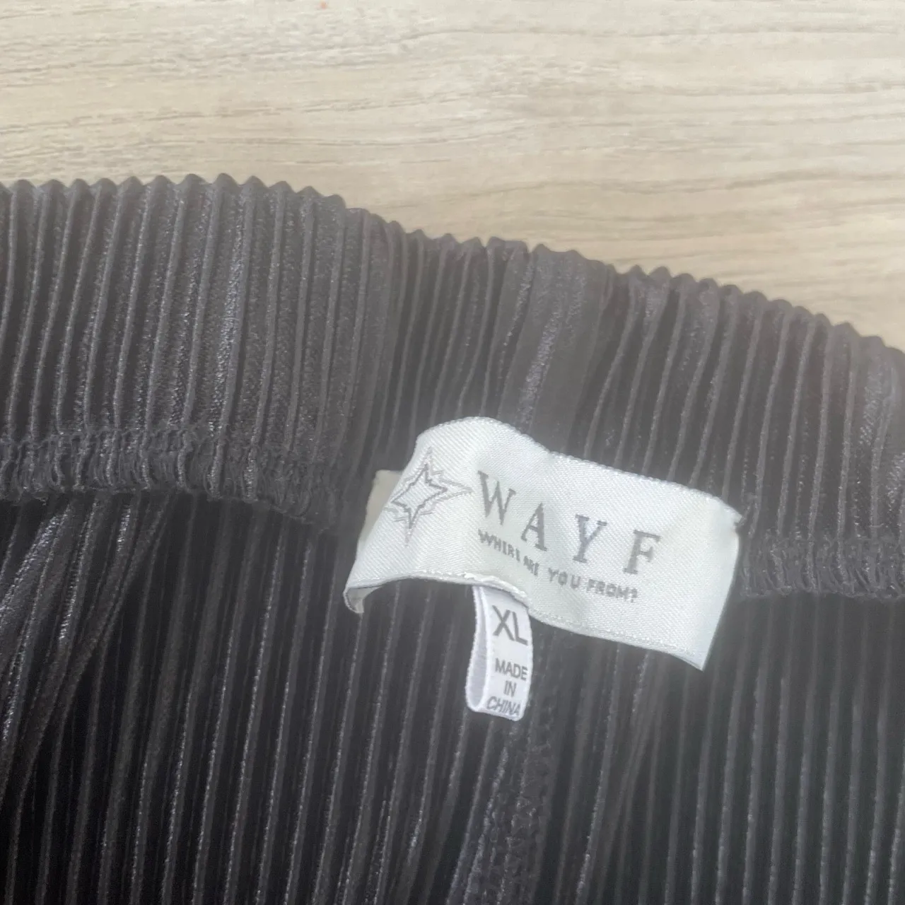 WAYF Black Wideleg Elastic Waist‎ Pleated Pinstripe Trousers Pants Size XL - Image 4