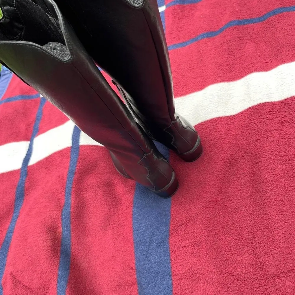 Fashion to figure tall black faux leather extra wide calf knee high boots - Image 4