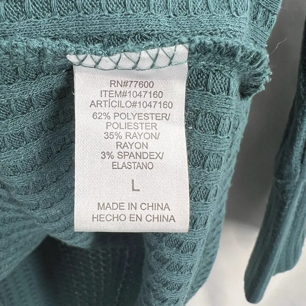 Chaser Blue Green Waffle Knit Thermal Size Large - Image 5