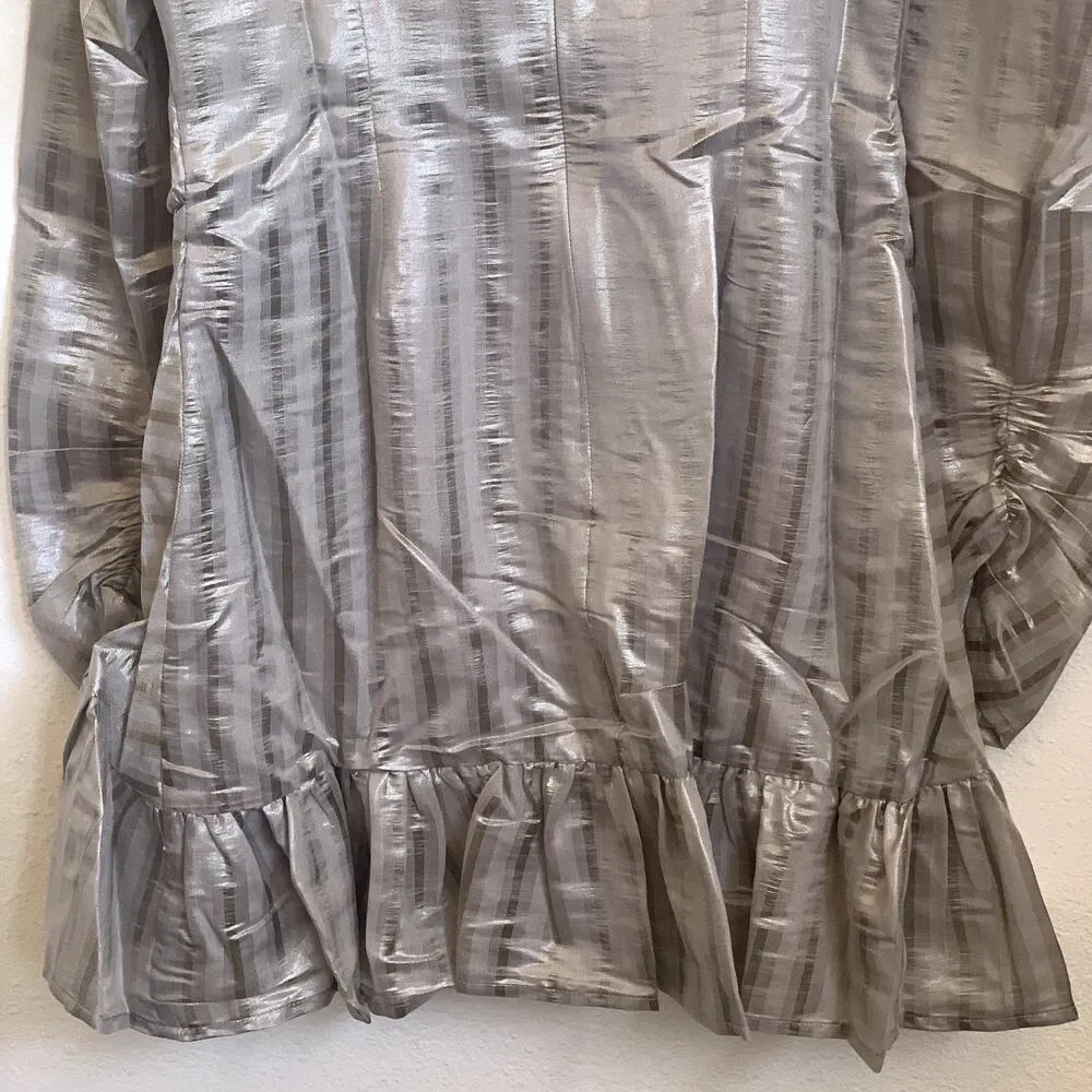 NWT Atoir Walk Me Home Metallic Cocktail Mini Dress in Silver/Gray Size 6 - Image 7