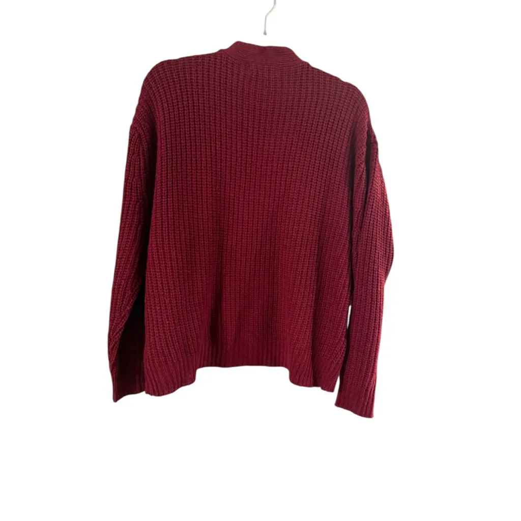 Women's no comment Burgundy Ribbed Open Front Cardigan S - Image 3