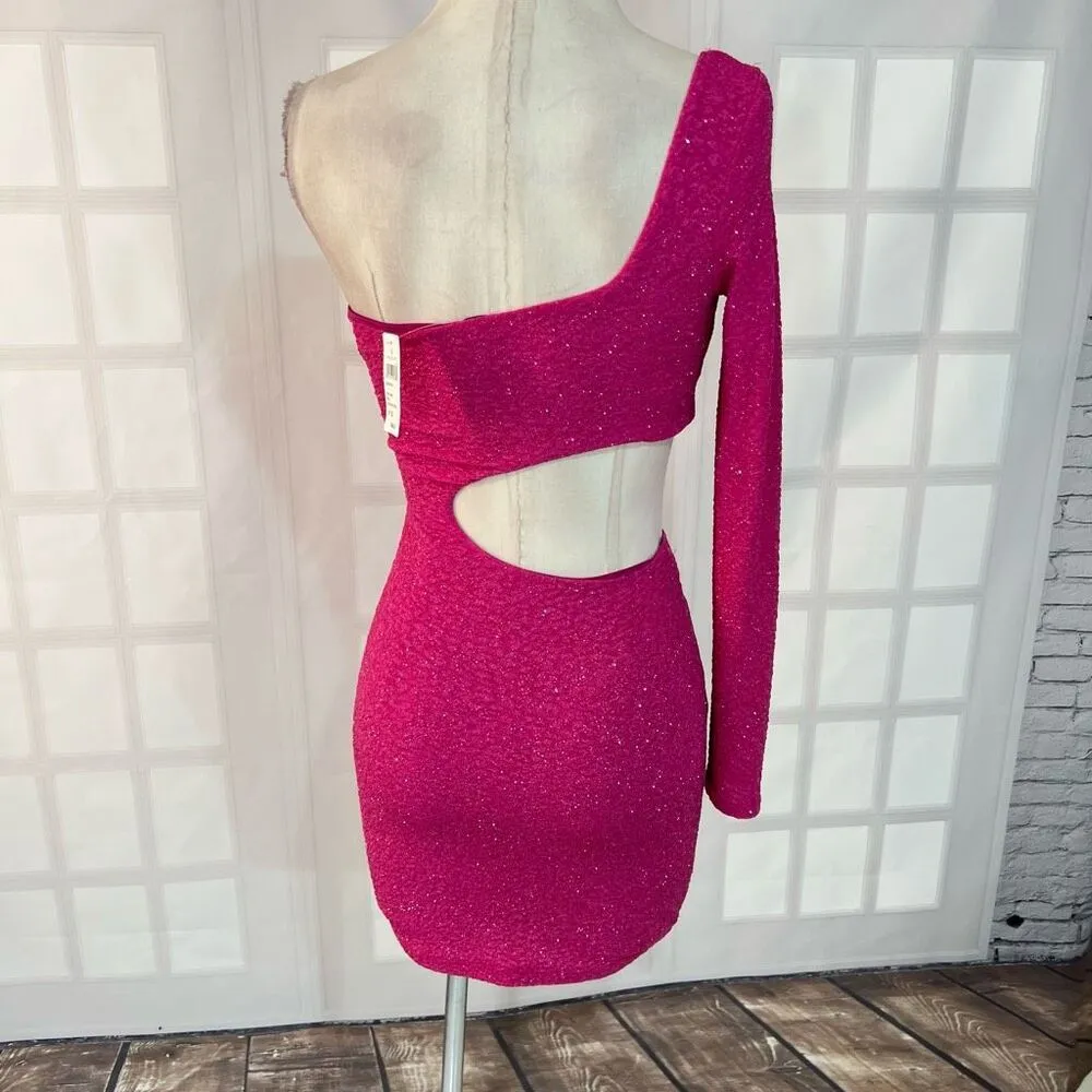 Windsor NWT One Shoulder pink Glitter Dress size small - Image 8