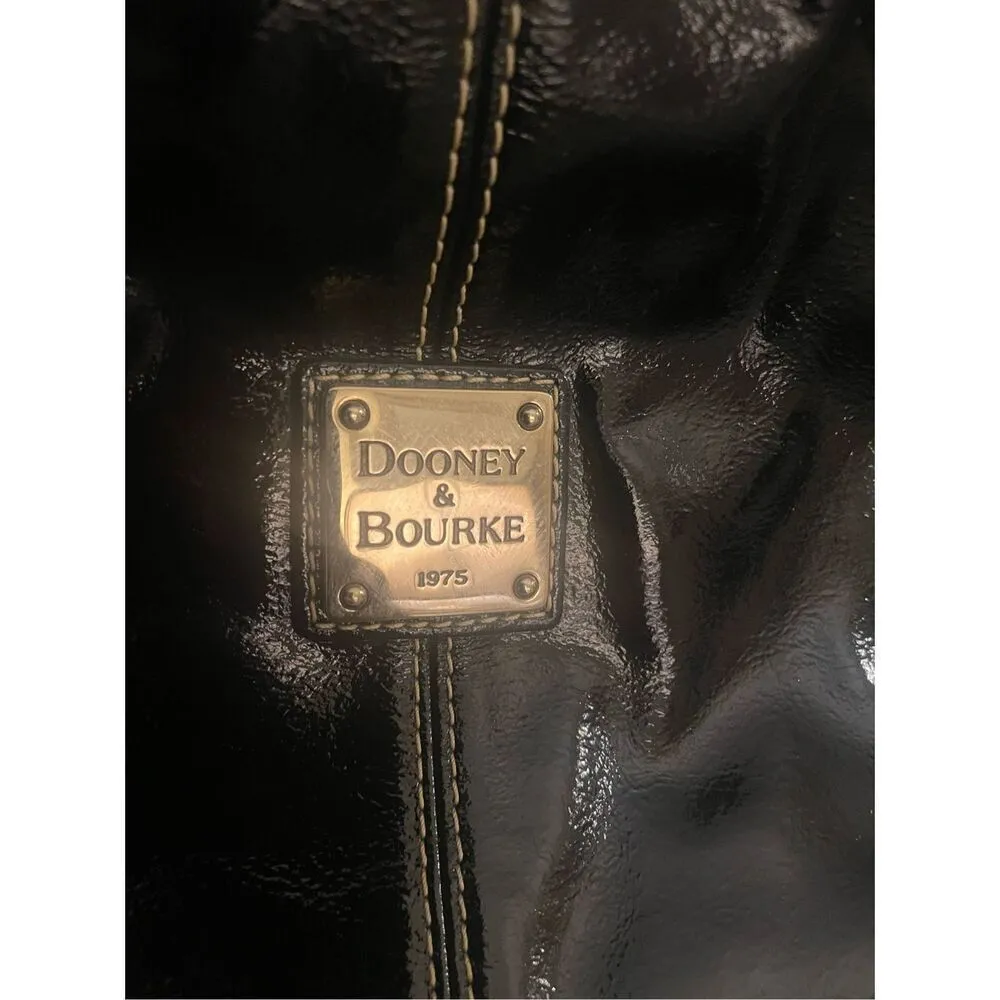 Dooney & Bourke Medium Chiara Patent Leather Drawstring Satchel Bag Black - Image 13