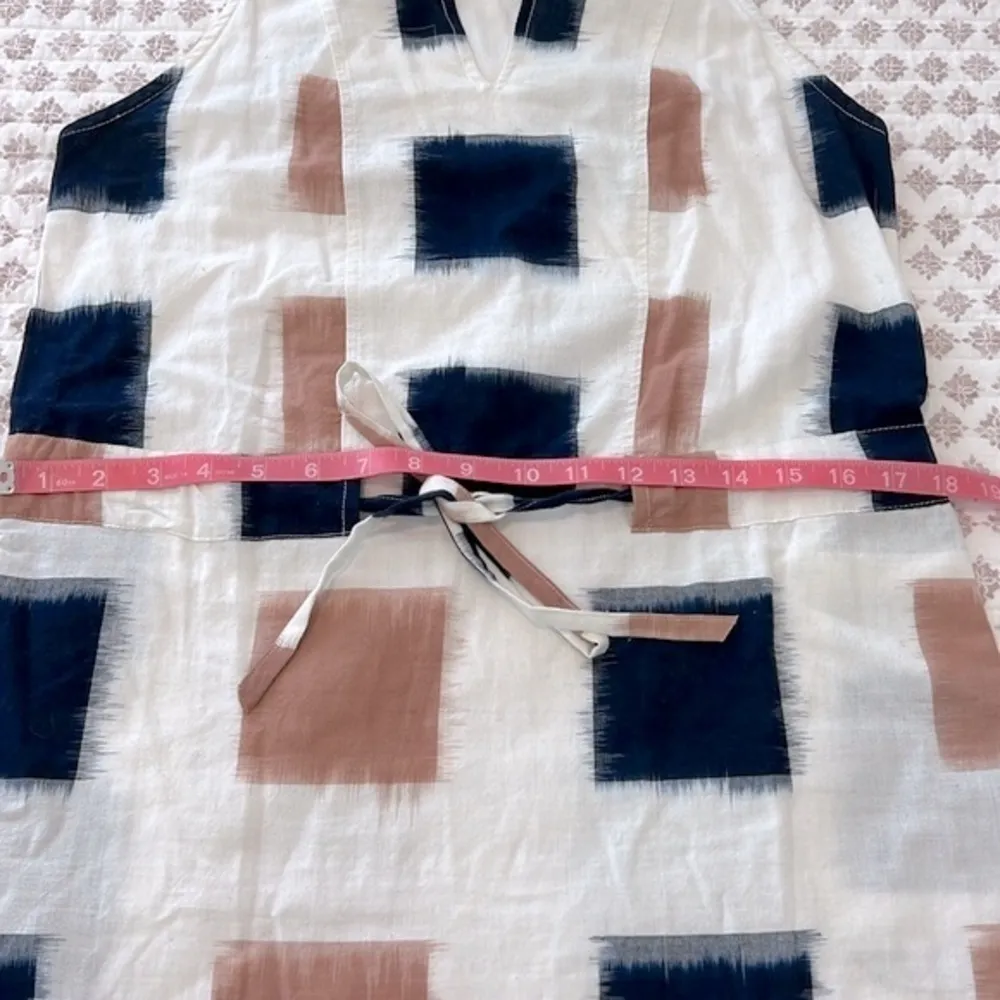 Anthropologie The Odells Yarn-Dyed Henley Shirt Dress Ikat Print Navy Small - Image 13