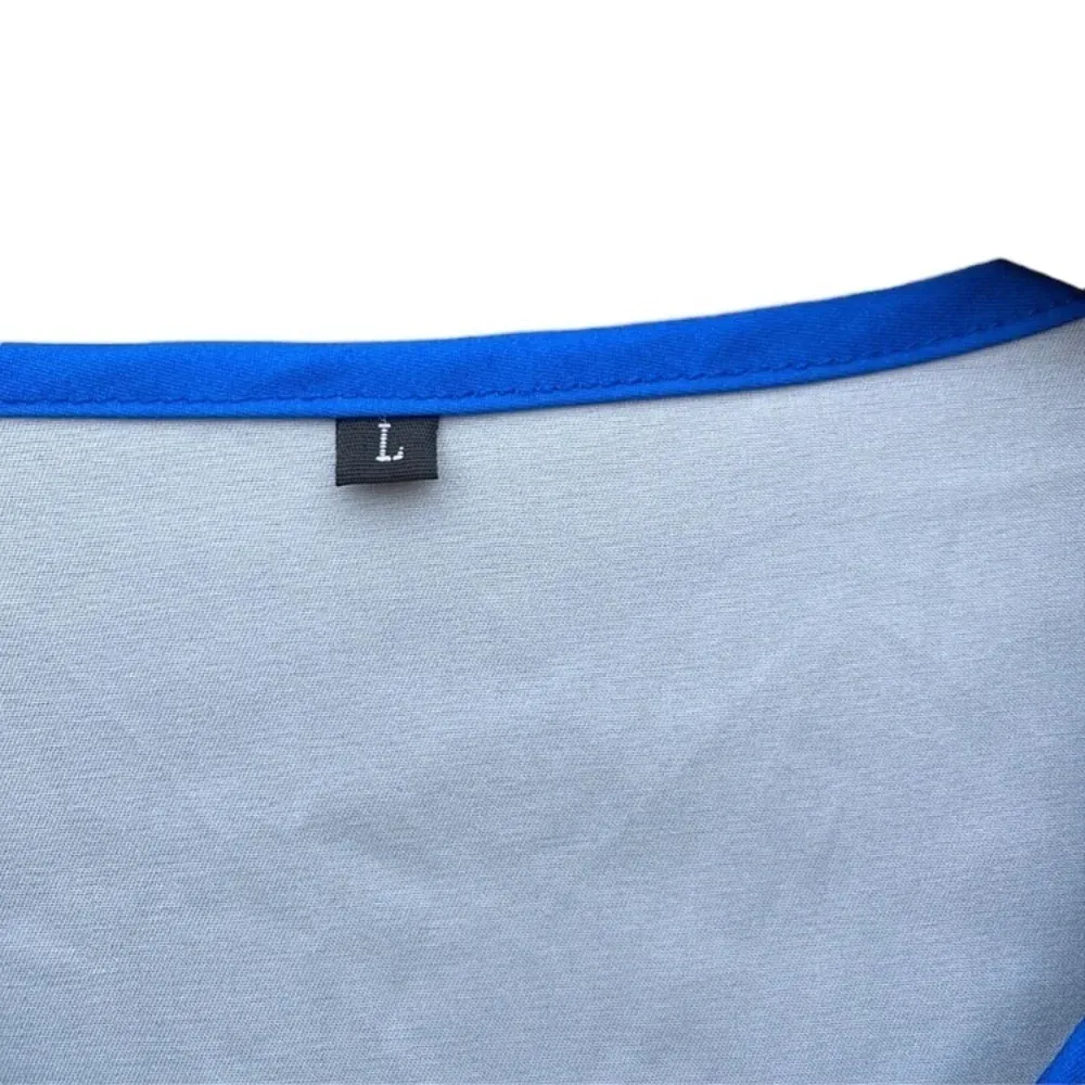 Blouse black and blue women's size large with flared arms - Image 5