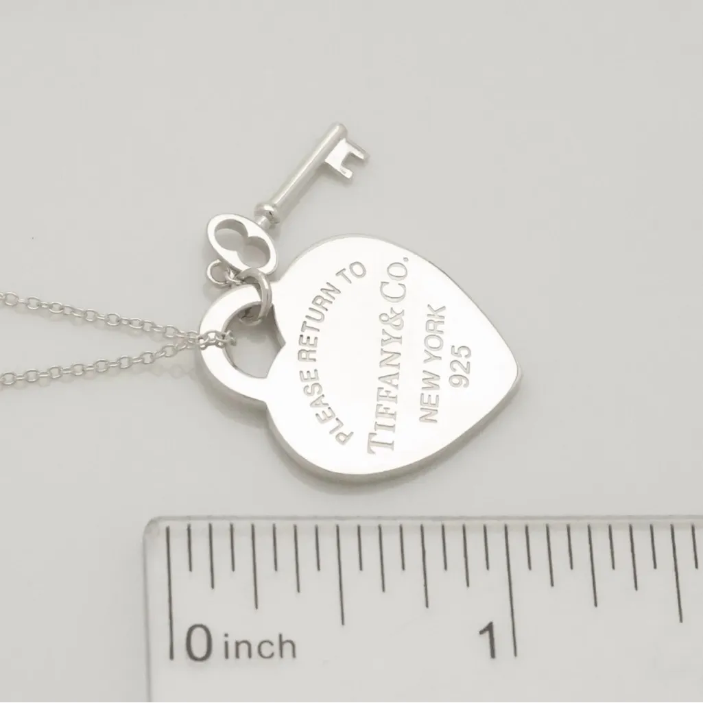 Authenticated Tiffany & Co. Return to Tiffany Heart Tag Key Necklace Pendant 18” - Image 10