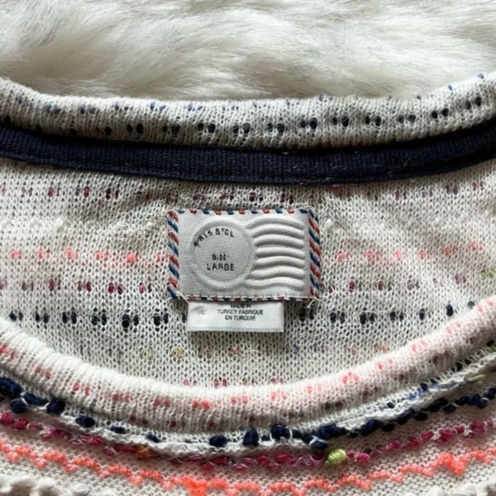 Anthropologie Postmark Malu Spacedye Stripe Cold Shoulder Blouse Sweater Large - Image 10