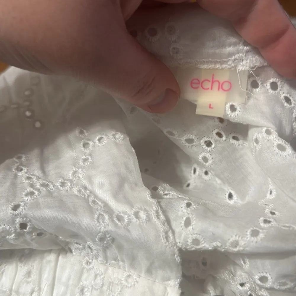 ECHO White Eyelet Cotton Coverup Size L - Image 5