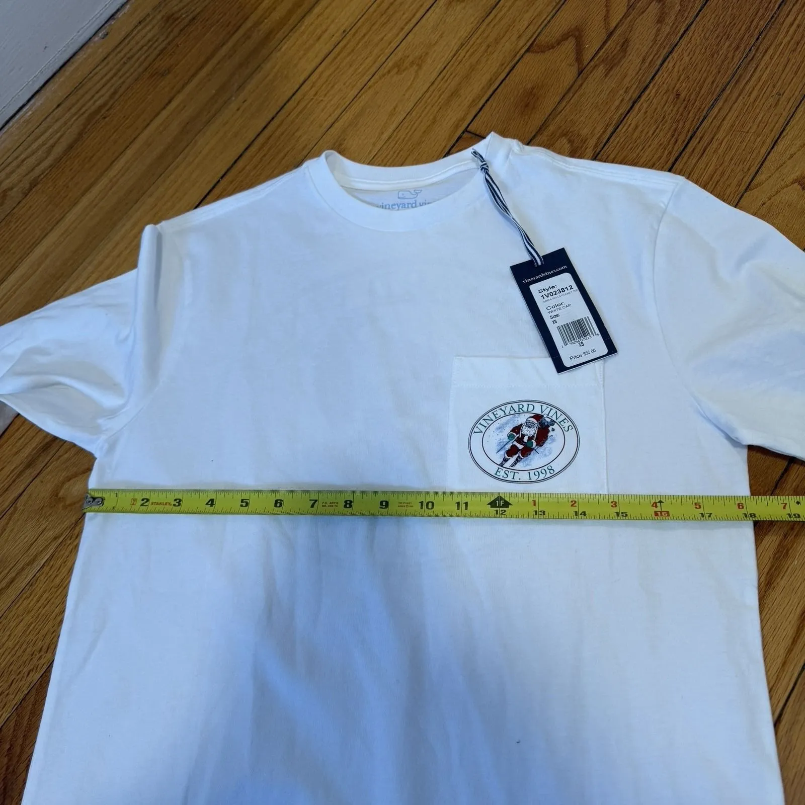 Vineyard Vines NWT Skiing Santa Long Sleeve White Front Pocket Shirt Size XS - Image 4