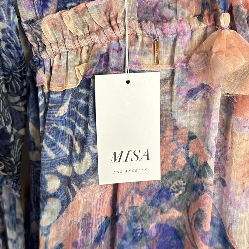 MISA Los Angeles Yasemin Butterfly Sleeve Babydoll Dress Size small Violet - Image 13