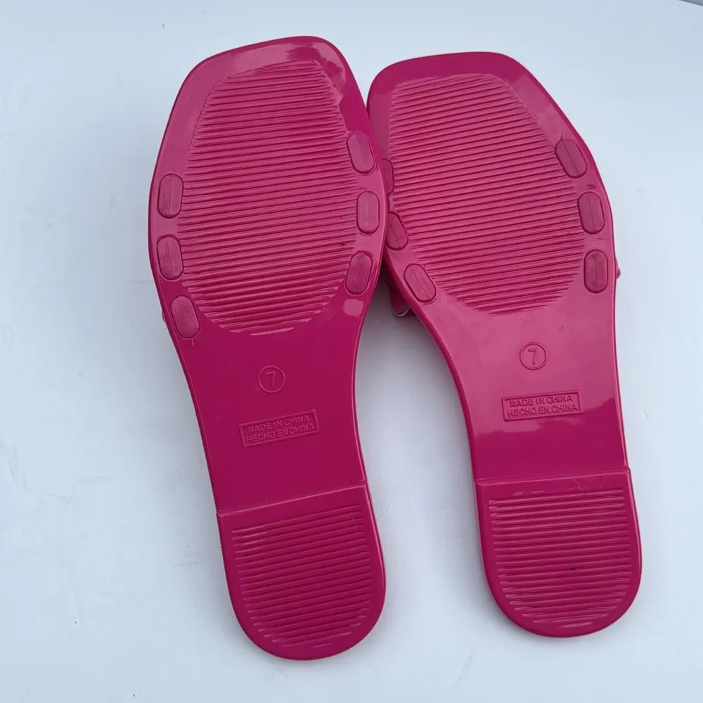 Old Navy Women’s Quilted Jelly  Slide Sandals Polarized Pink NWT Sz 7 - Image 6
