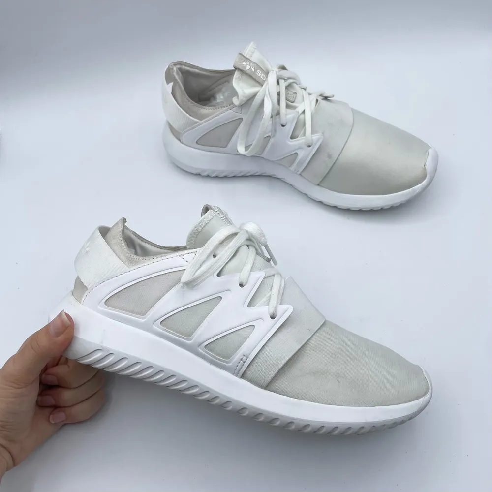 Adidas Originals Tubular Viral Trainers White Nylon Suede Sneakers Running Shoes - Image 7