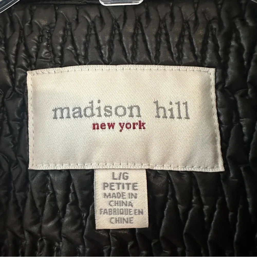 Madison Hill New York Quilted Vest Jacket Sz LargeBlack Red Satin Lining Pockets Black - Image 12