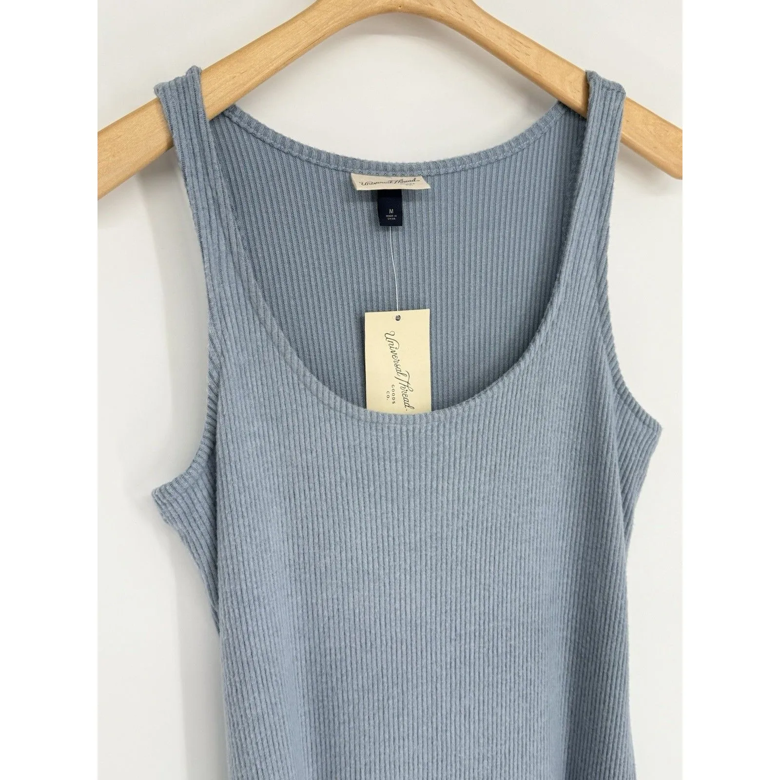 Universal Thread Womens Size‎ M Drop Waist Knit Midi Slip Dress Blue Corduroy - Image 2