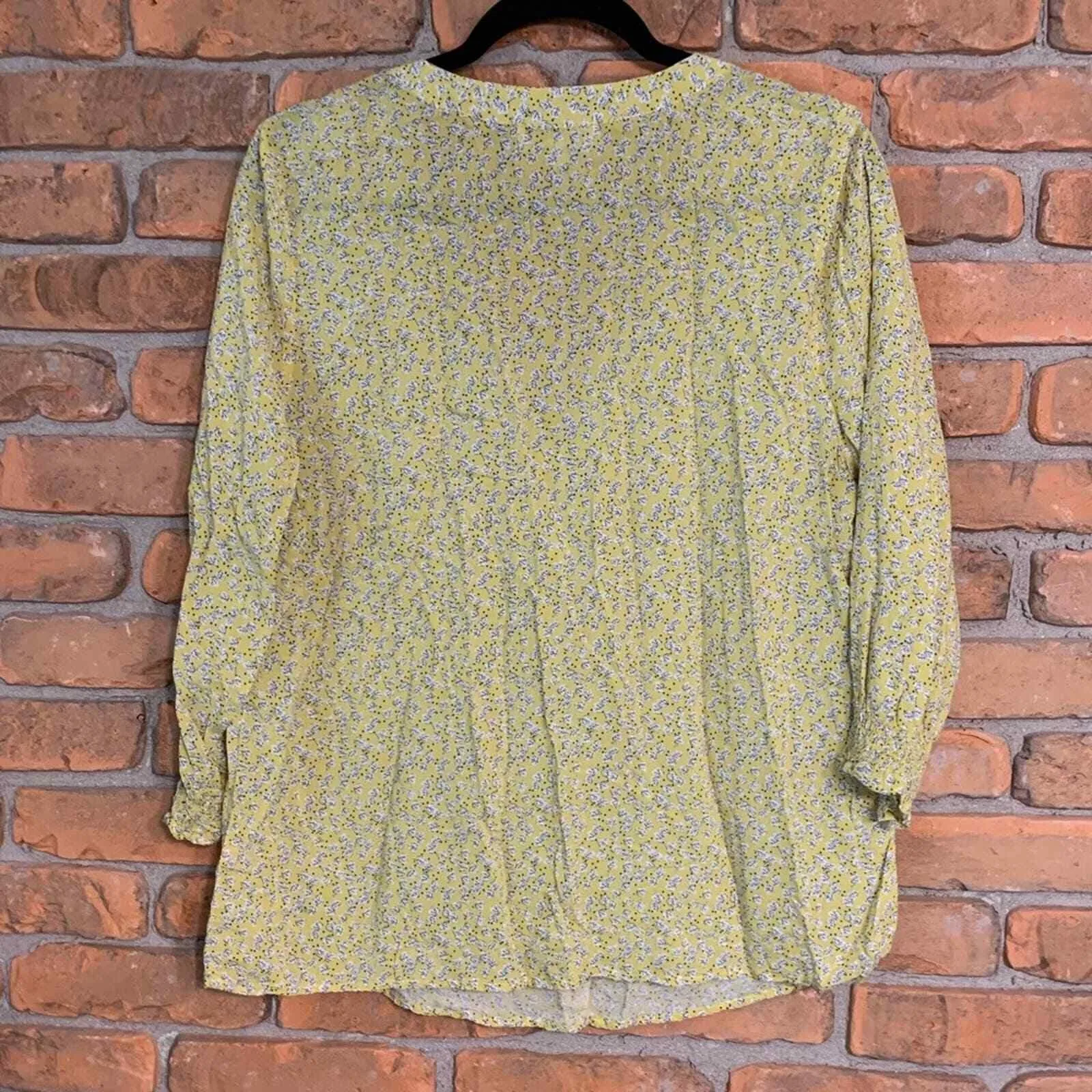 Cynthia Rowley Floral Blouse Womens‎ Size XL Yellow V-Neck 3/4 Lightweight Top - Image 2