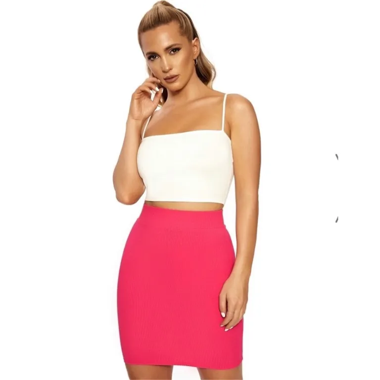 Naked Wardrobe Hot Pink High Waisted Skirt Size XS - Image 3