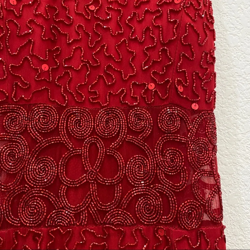 Sean Collection Red Heavy Beaded Formal Gown M - Image 13